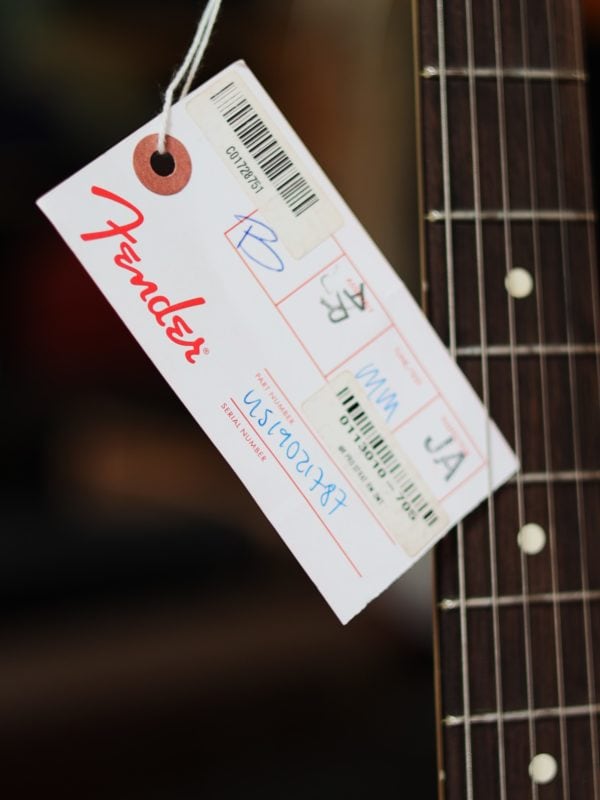 fender stratocaster professional guitar factory tag