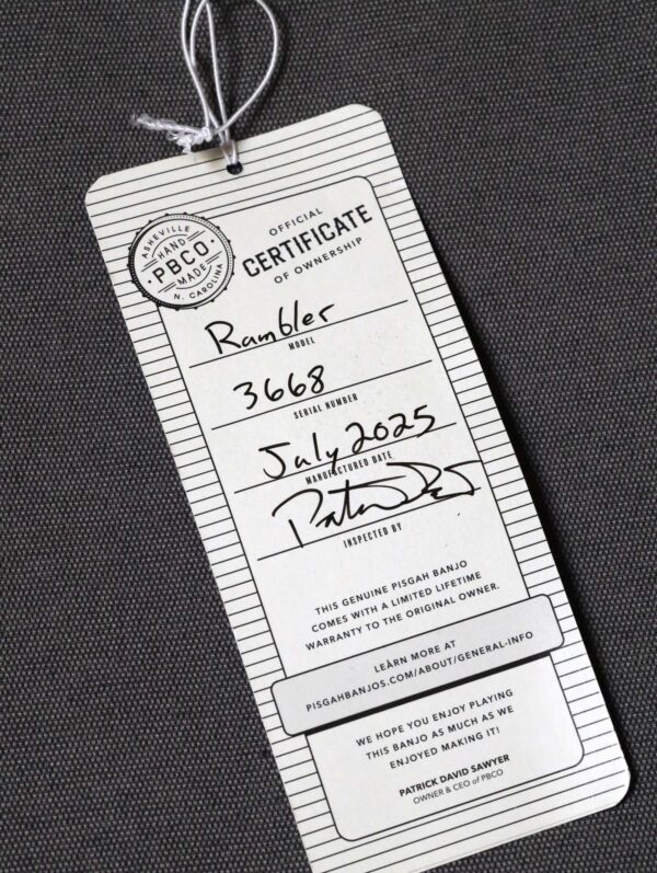 pisgah rambler banjo identity label